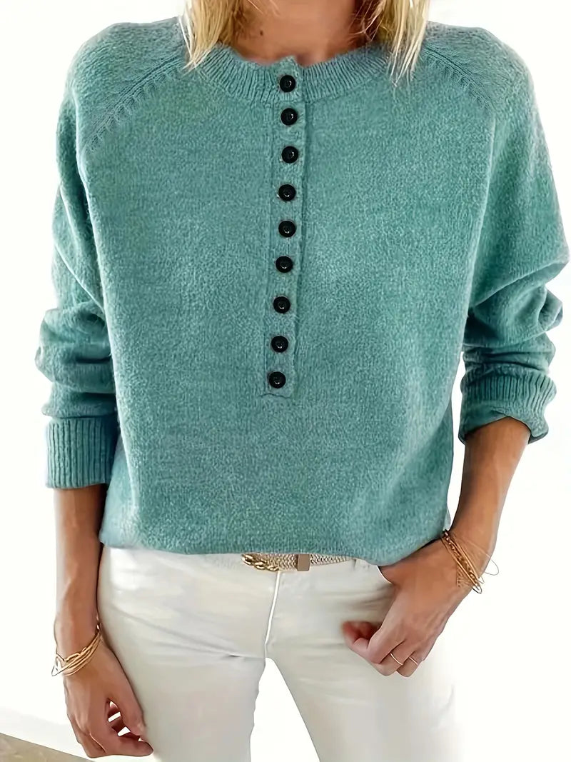 Caroline - Solid Half-Button Sweater