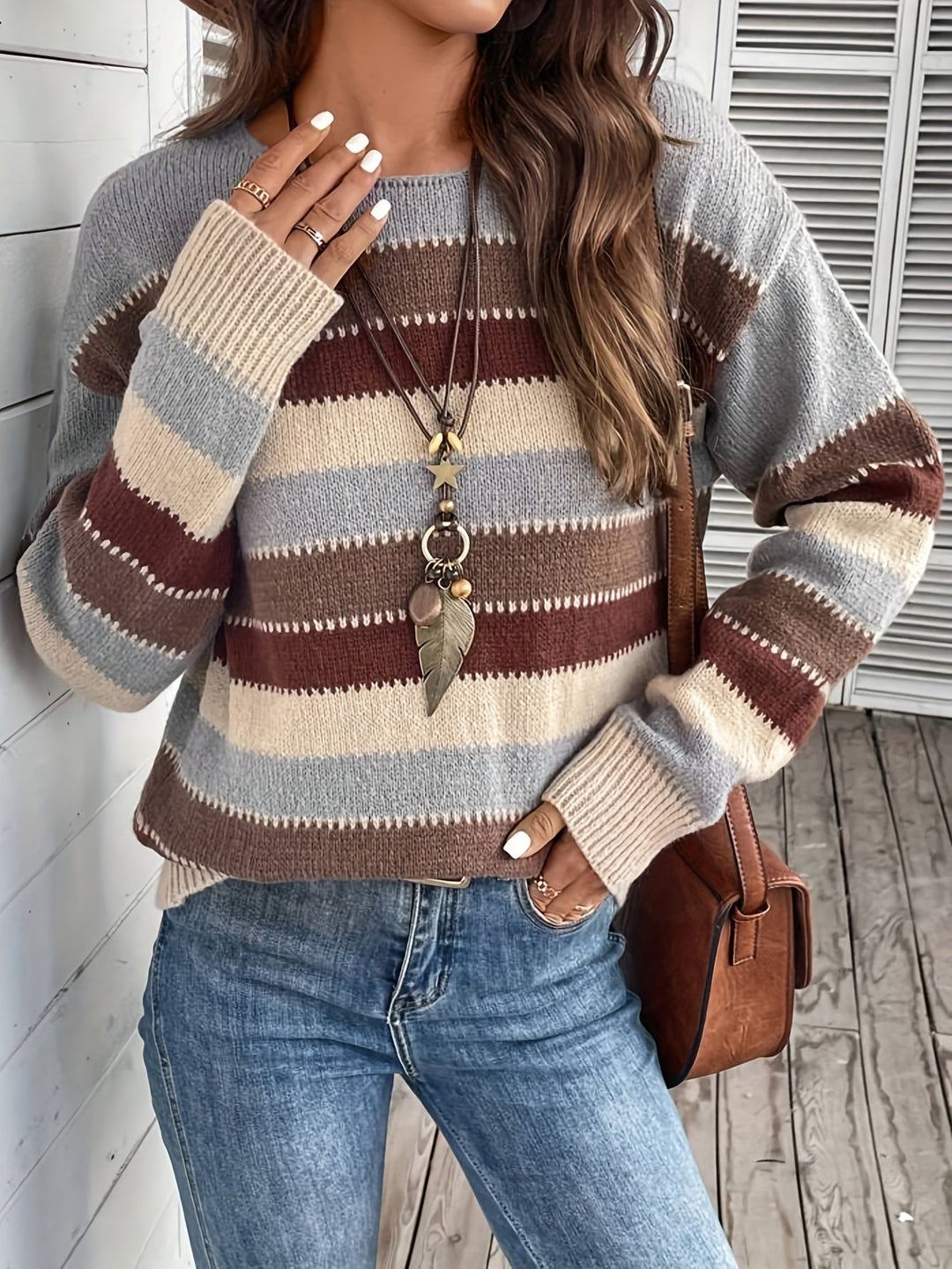 Delphine | Women's striped crew-neck sweater