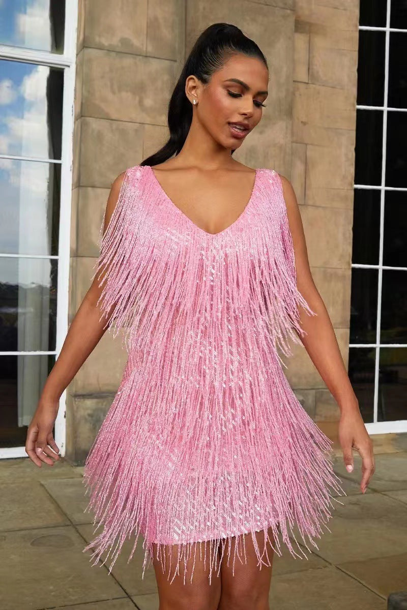 Chic and Seductive Fringe Party Dress