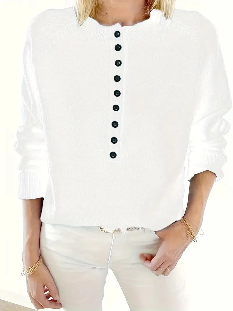 Caroline - Solid Half-Button Sweater