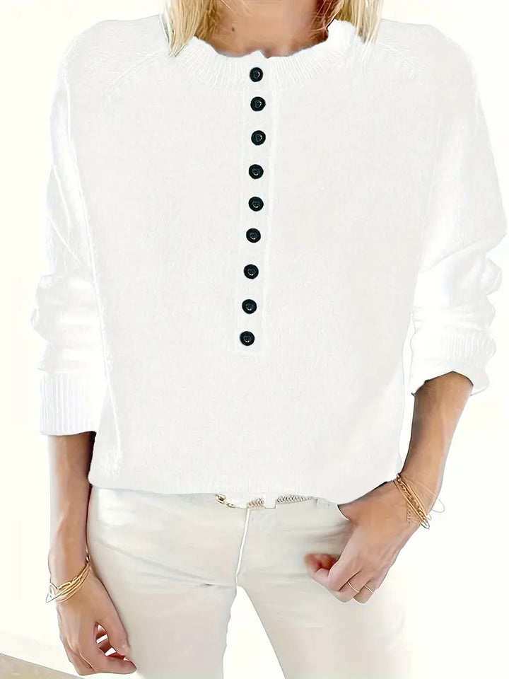 Caroline - Solid Half-Button Sweater