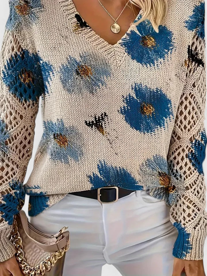 Noelle – Floral Knit Sweater