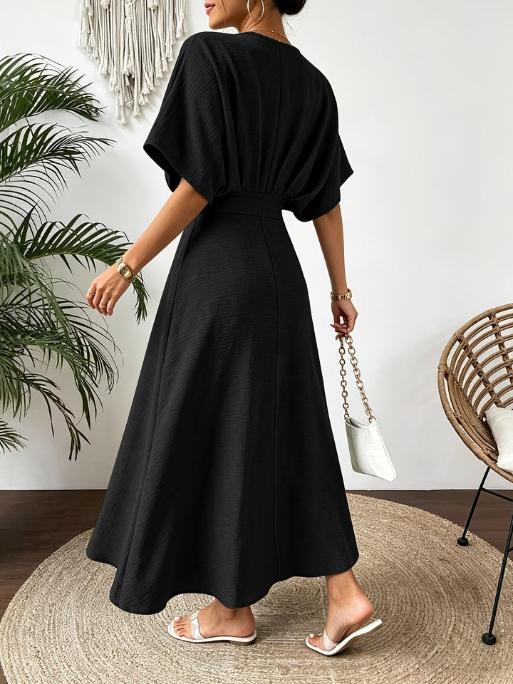 Women’s midi dress with V-neckline