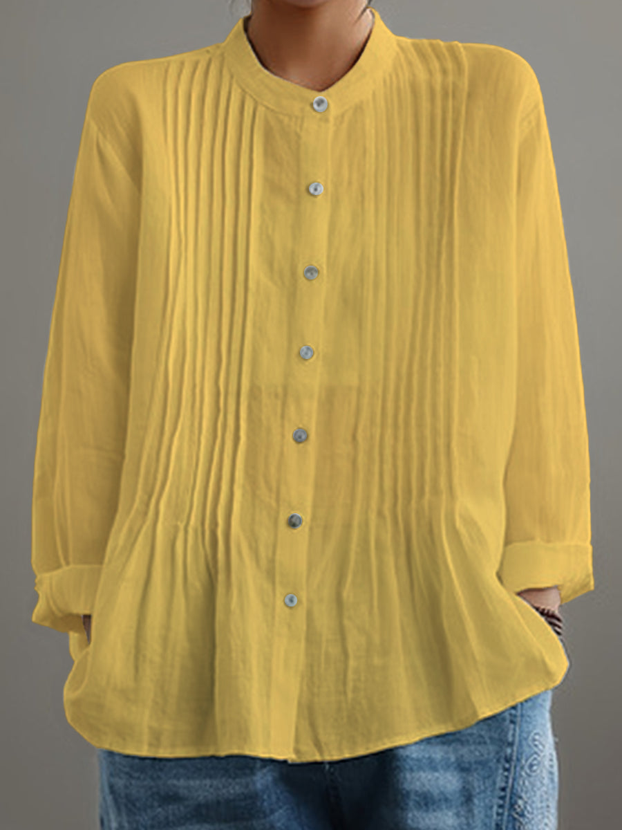 Farah™ – Casual Cotton and Linen Pleated Shirt