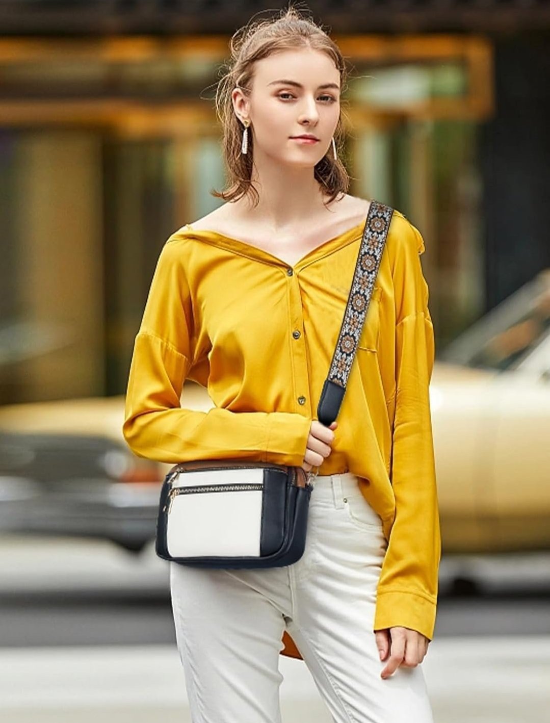 Erikka | Elegant Shoulder Bag with Patterned Adjustable Strap