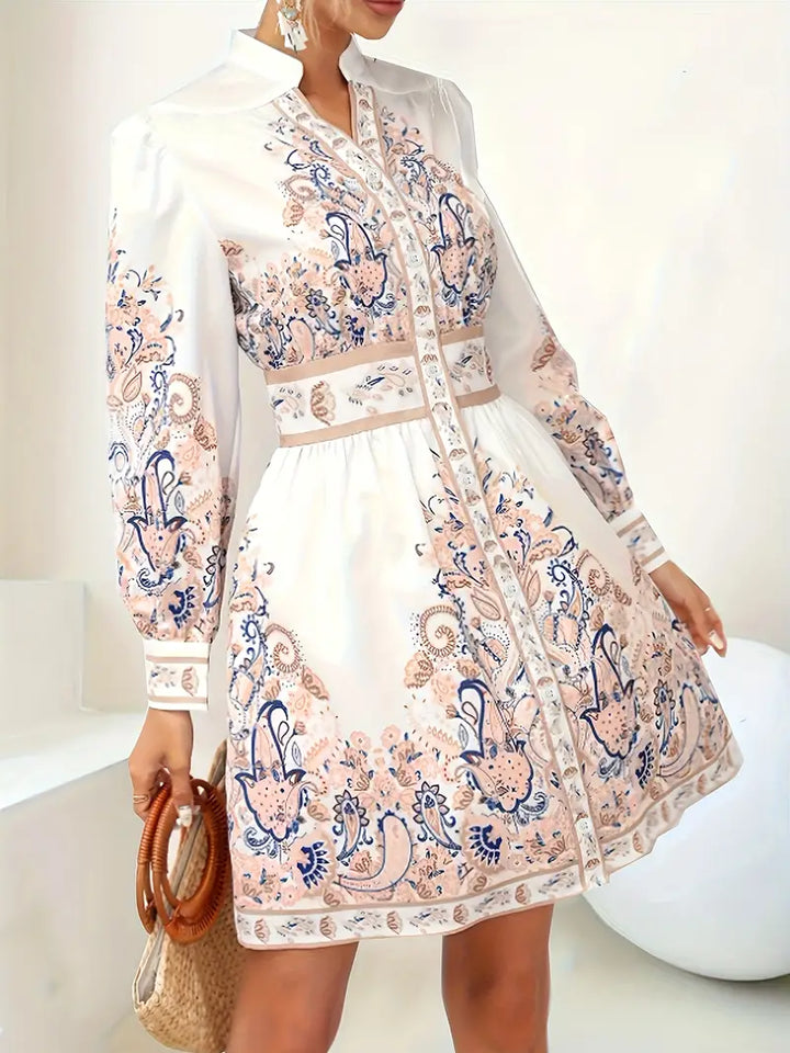 Heidi-Inspired Floral V-Neck Long Sleeve Maxi Dress for Festive Occasions