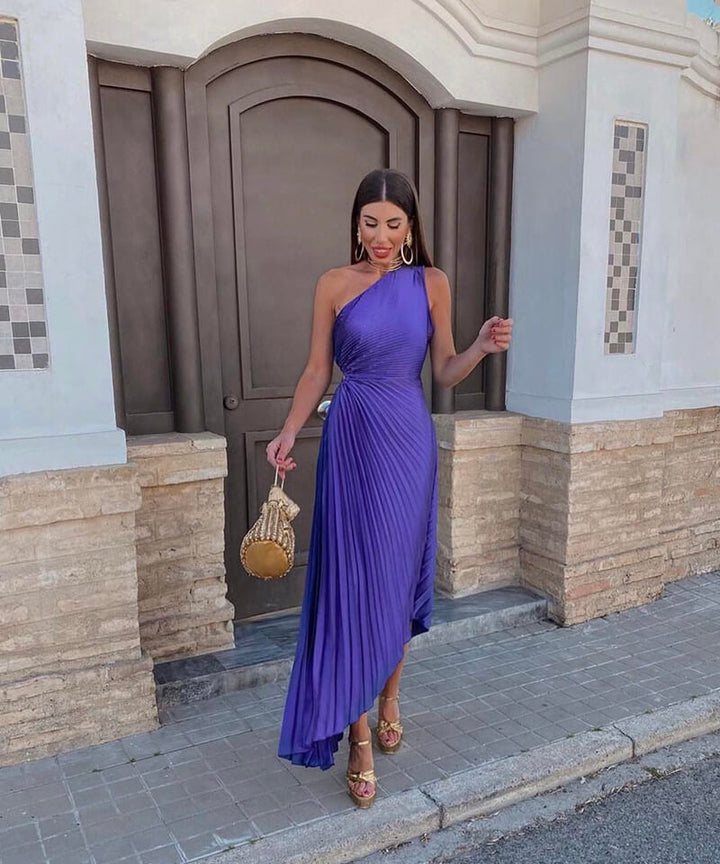 Celeste - Elegant One-Shoulder Midi Dress