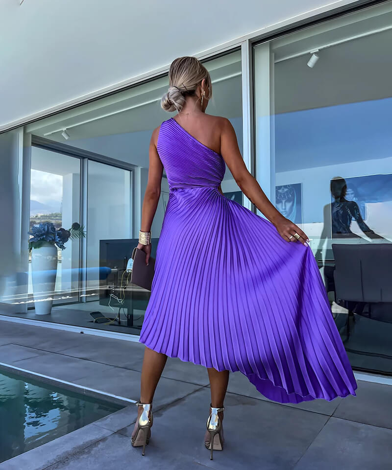 Celeste - Elegant One-Shoulder Midi Dress