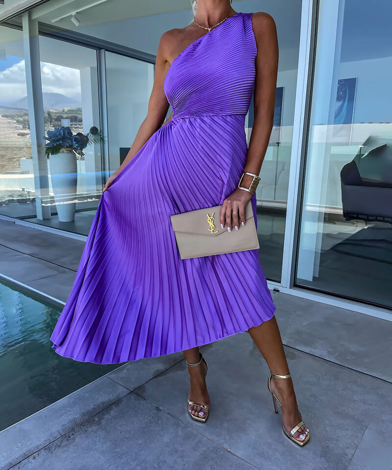 Celeste - Elegant One-Shoulder Midi Dress