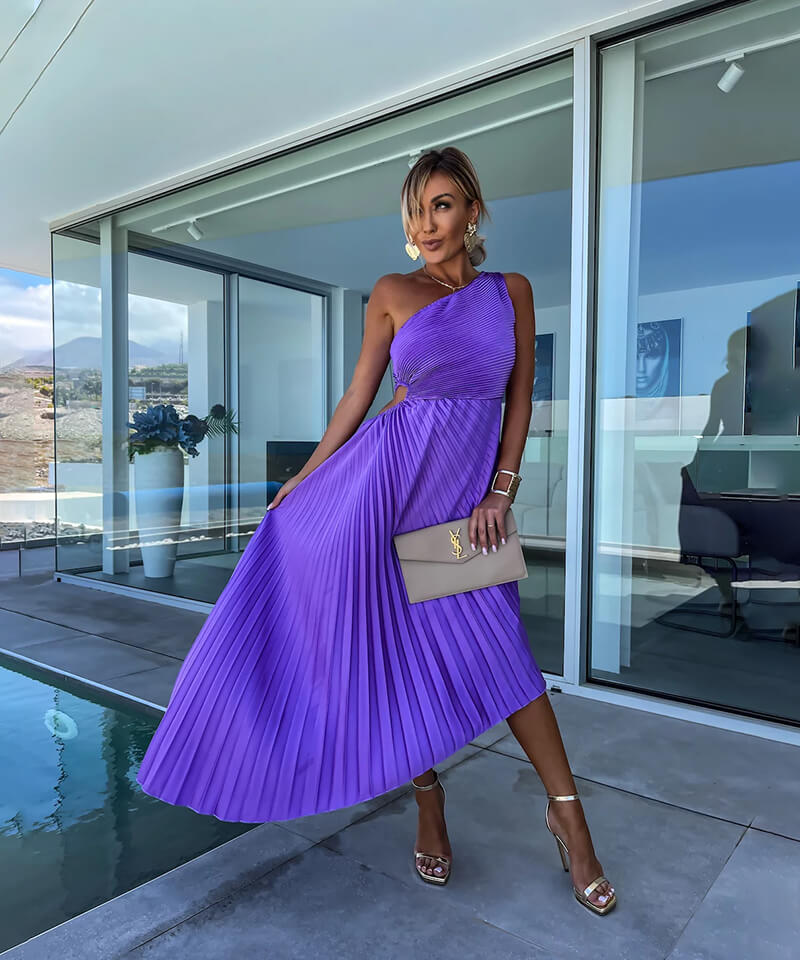 Celeste - Elegant One-Shoulder Midi Dress