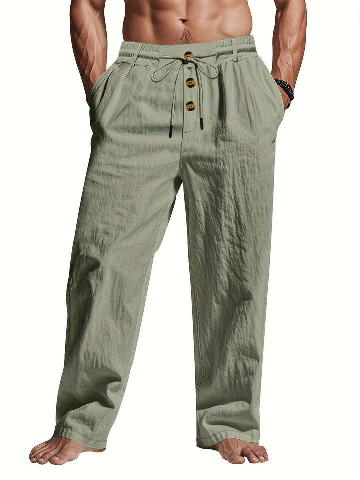 Larry - Drawstring Linen Trousers