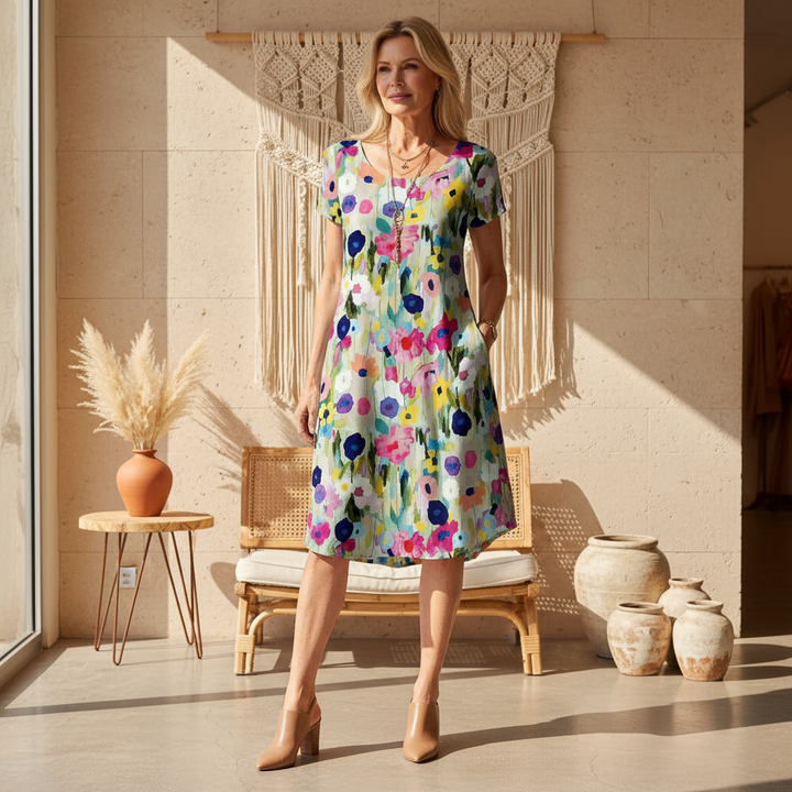 Priya - Watercolor Floral Dress