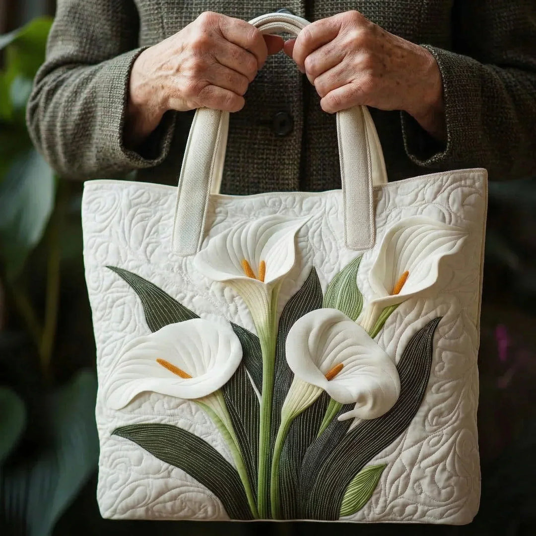 Handmade Matelassé Bag - White Arums