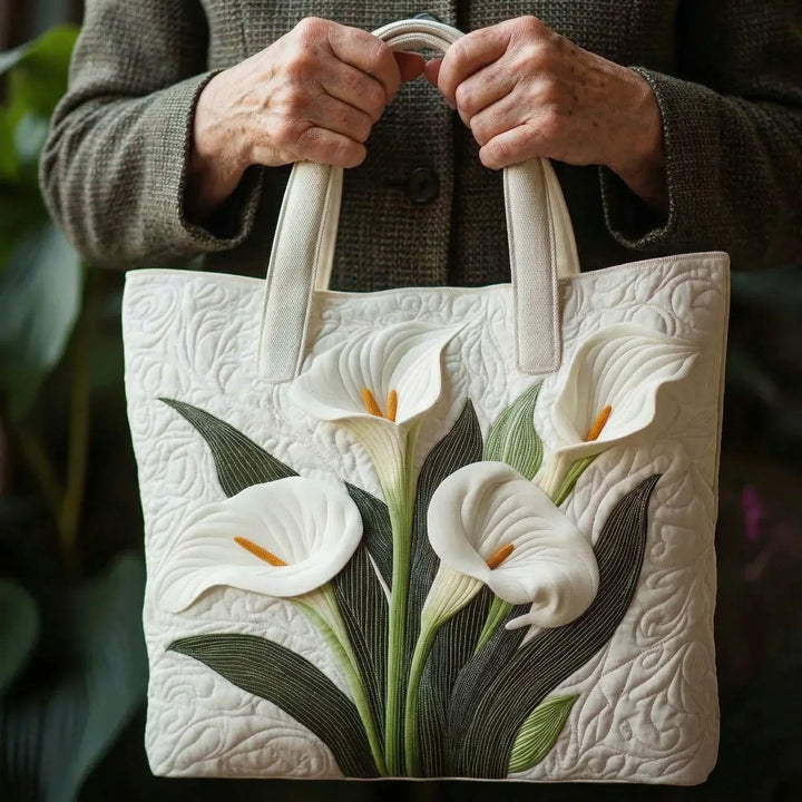 Handmade Matelassé Bag - White Arums