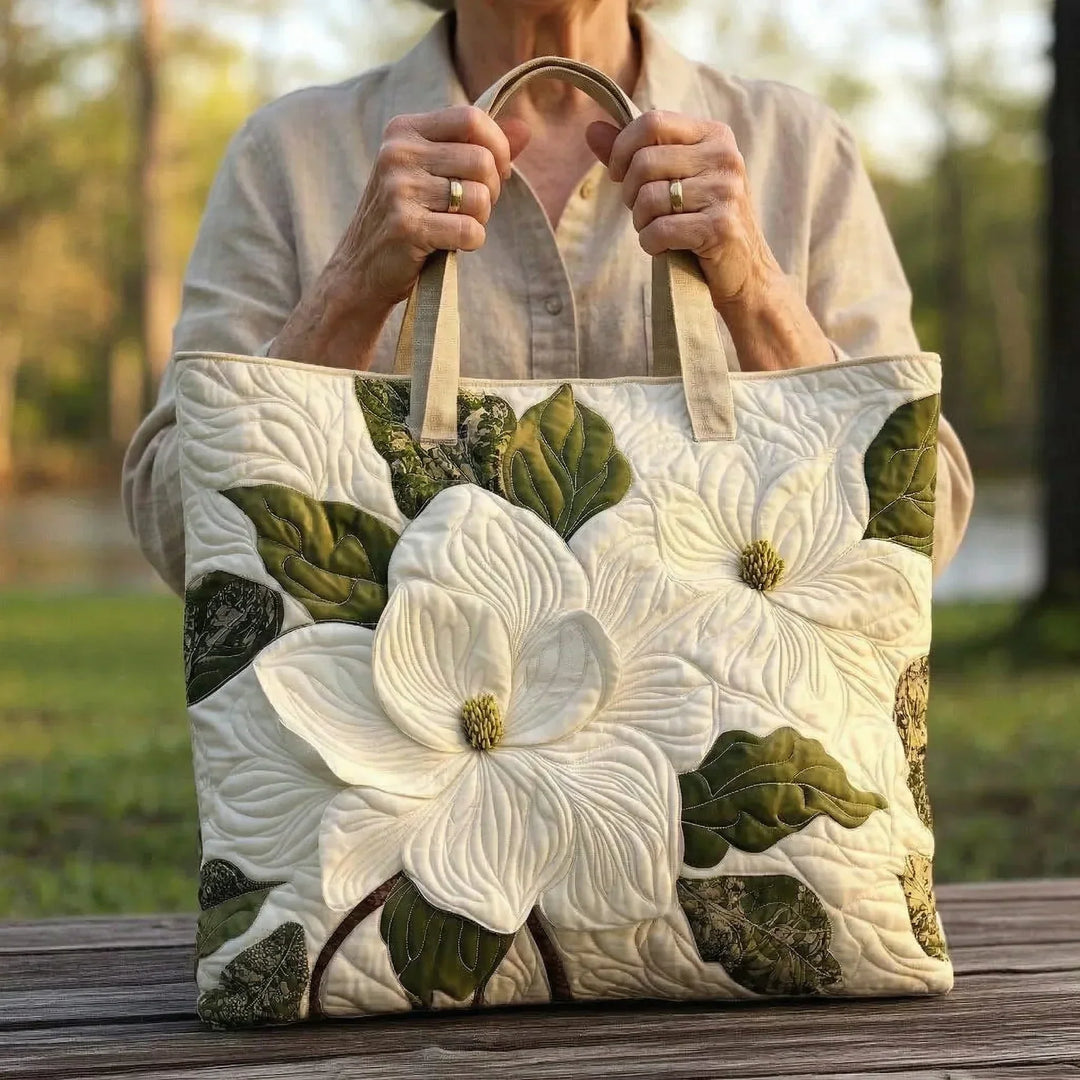 Hand-quilted bag - Elegant lilies