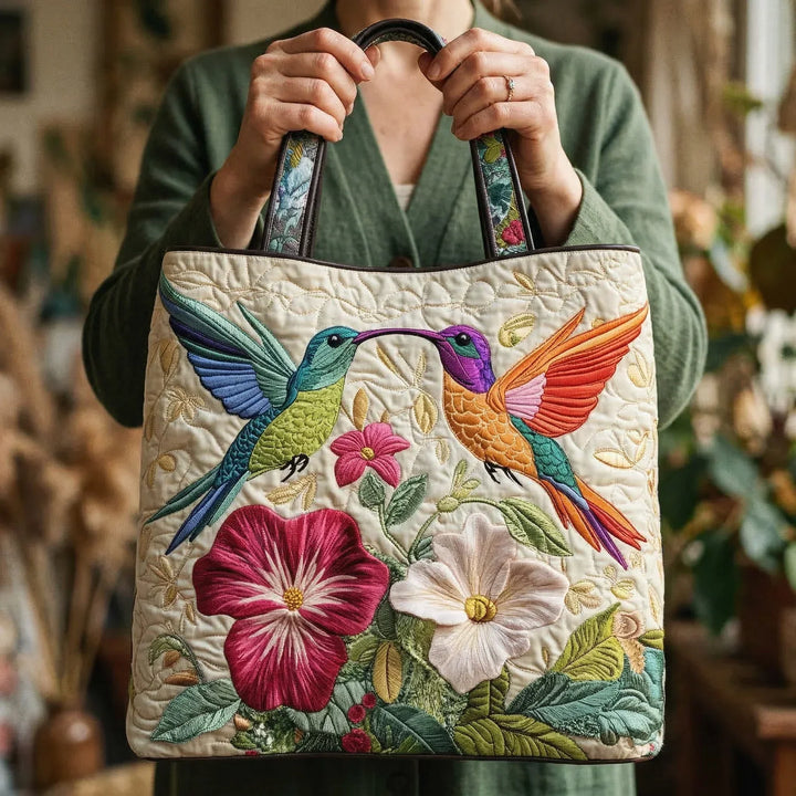 Padded Pouch - Hummingbird and White Flowers