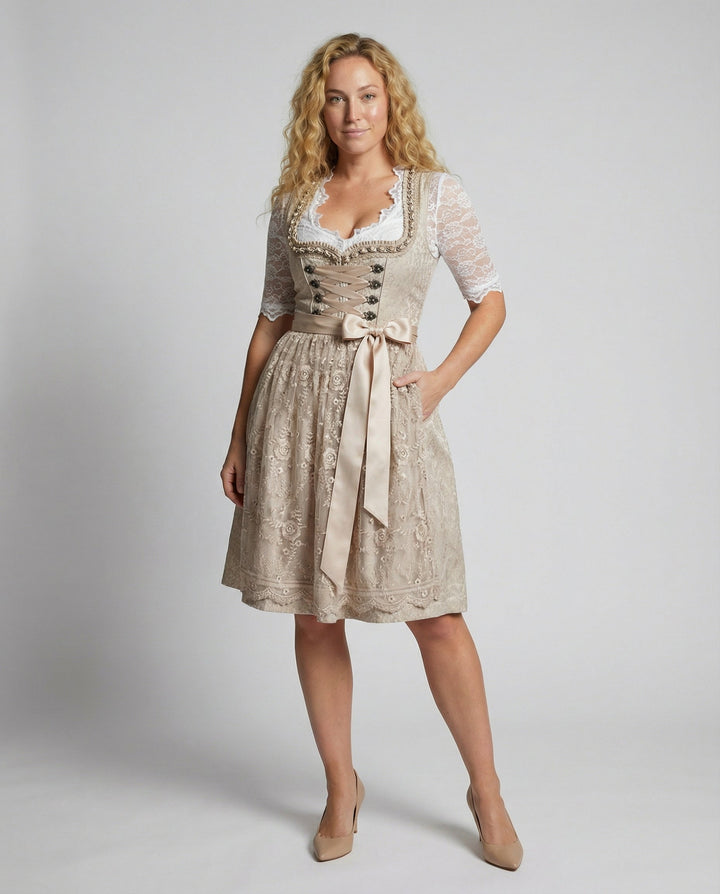 Women's Dirndl Dress with Lacing and Pockets