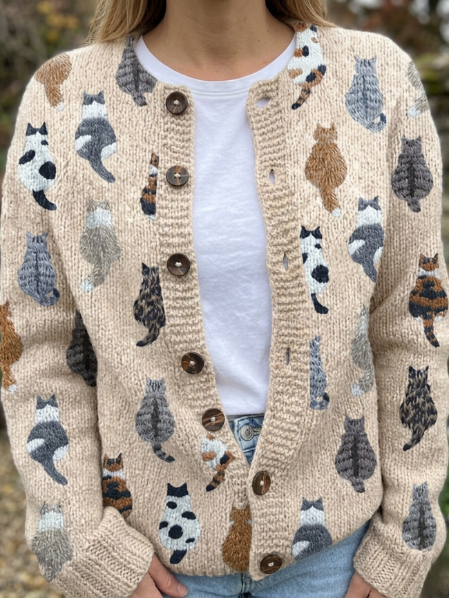 Charlotte | Damen-Cardigan mit Knöpfen und langen Ärmeln