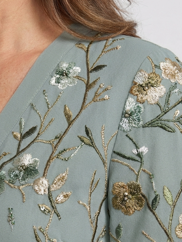 Evadne | Embroidered V-Neck Maxi Dress