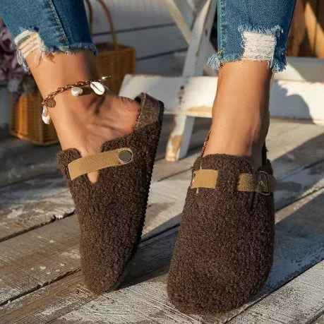 Women's slippers with a strap and non-slip sole