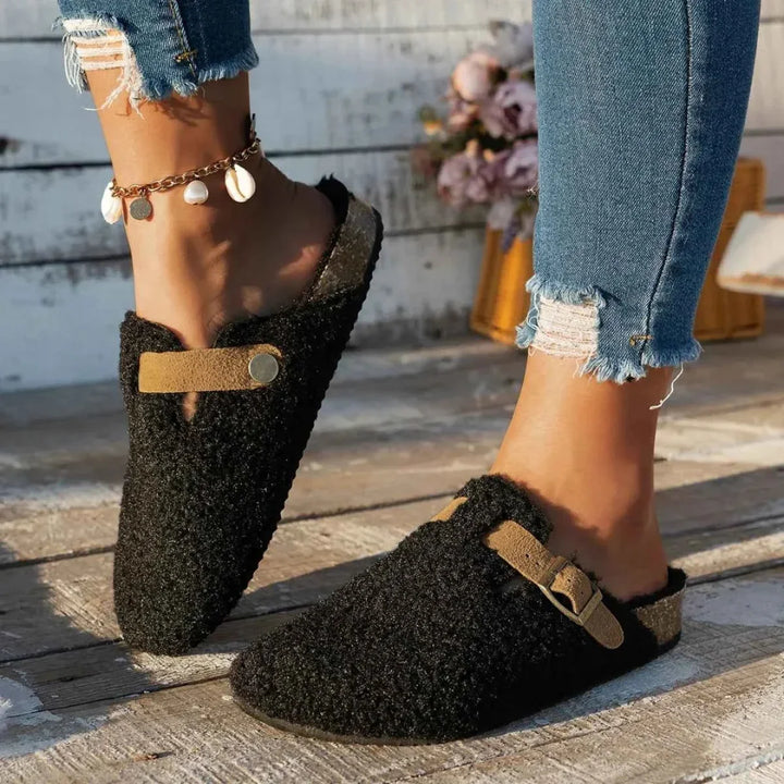 Women's slippers with a strap and non-slip sole