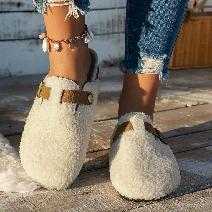 Women's slippers with a strap and non-slip sole