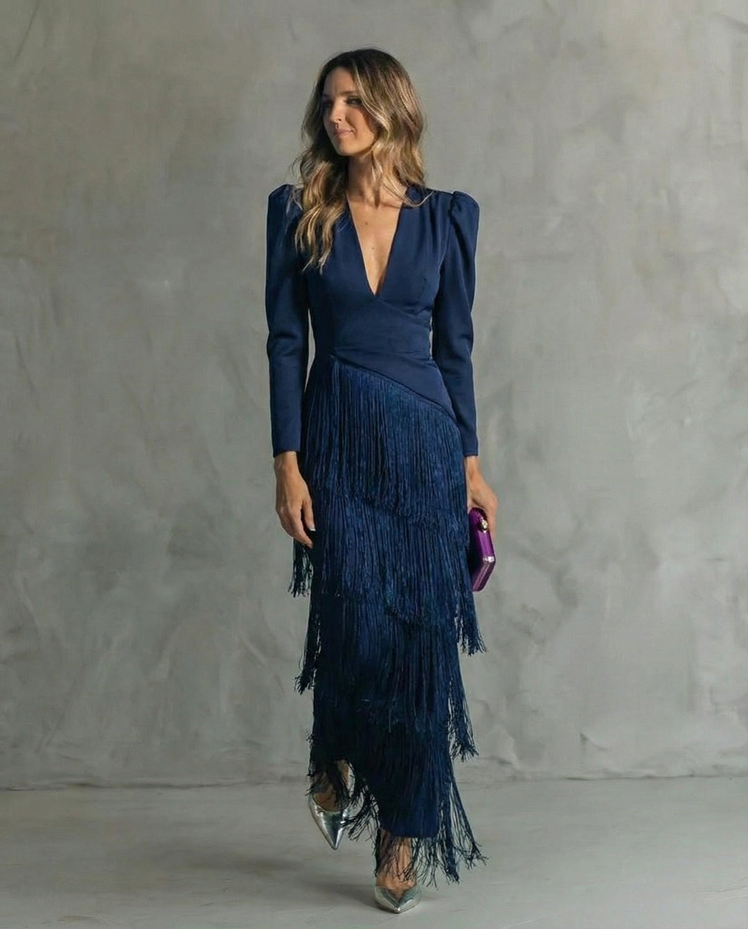 Clara | Chic dress with fringed sleeves