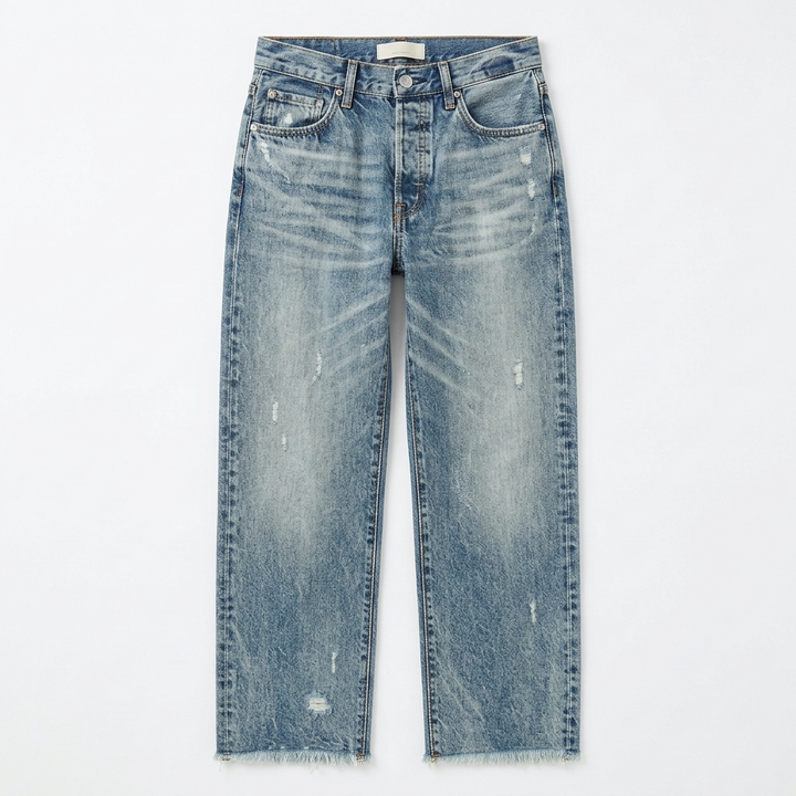 Vivara™ – Vintage-inspired, cropped straight-leg jeans with fringe