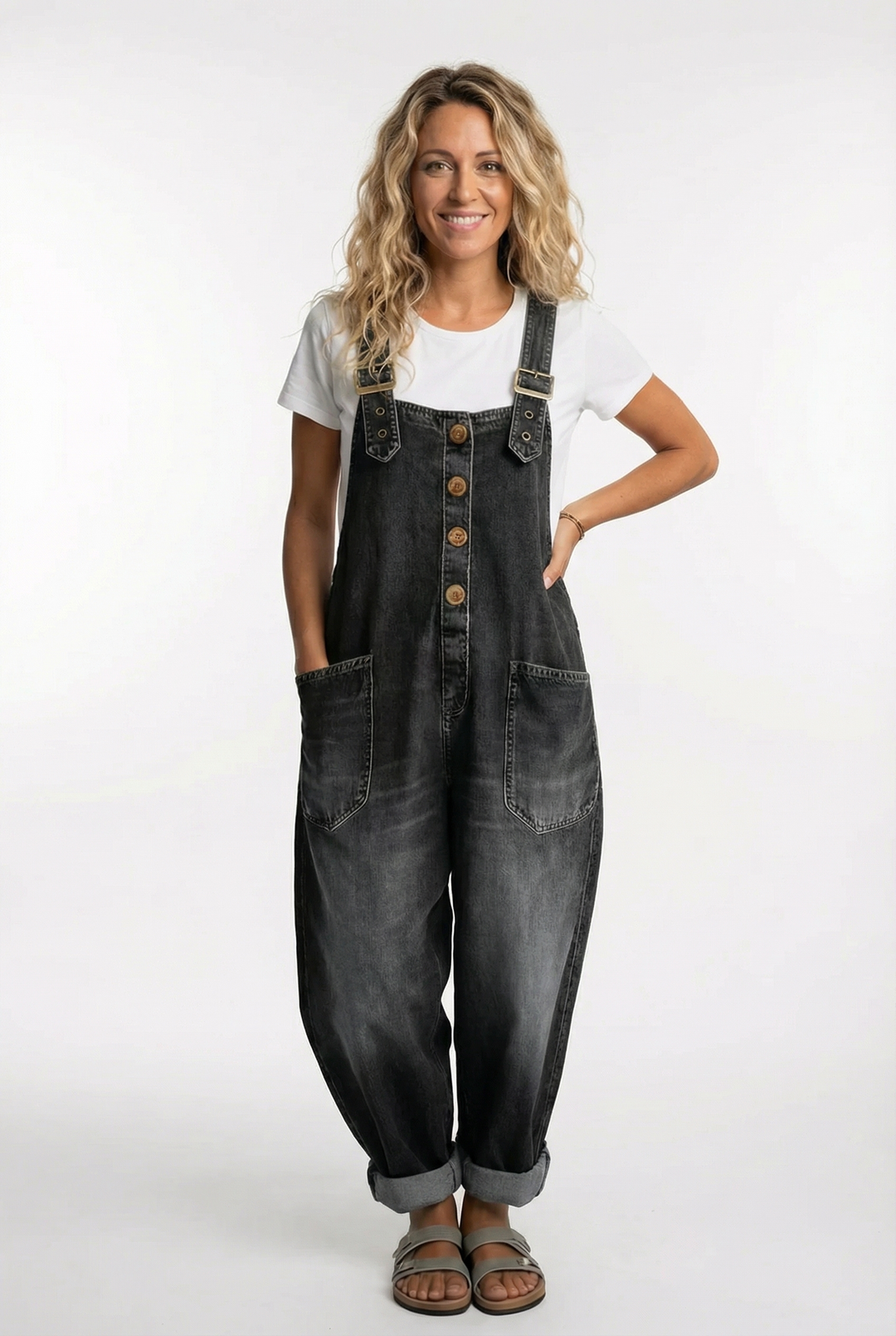 Noelia™ - Versatile Adjustable Buckle Denim Overalls