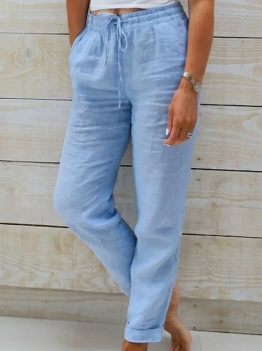 Lana™ - Slim Straight Cotton Trousers