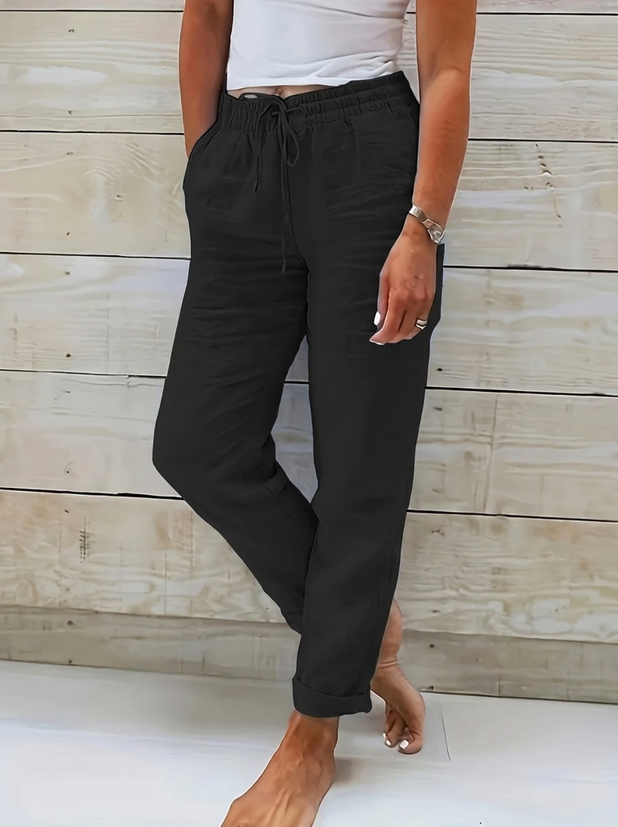 Lana™ - Slim Straight Cotton Trousers