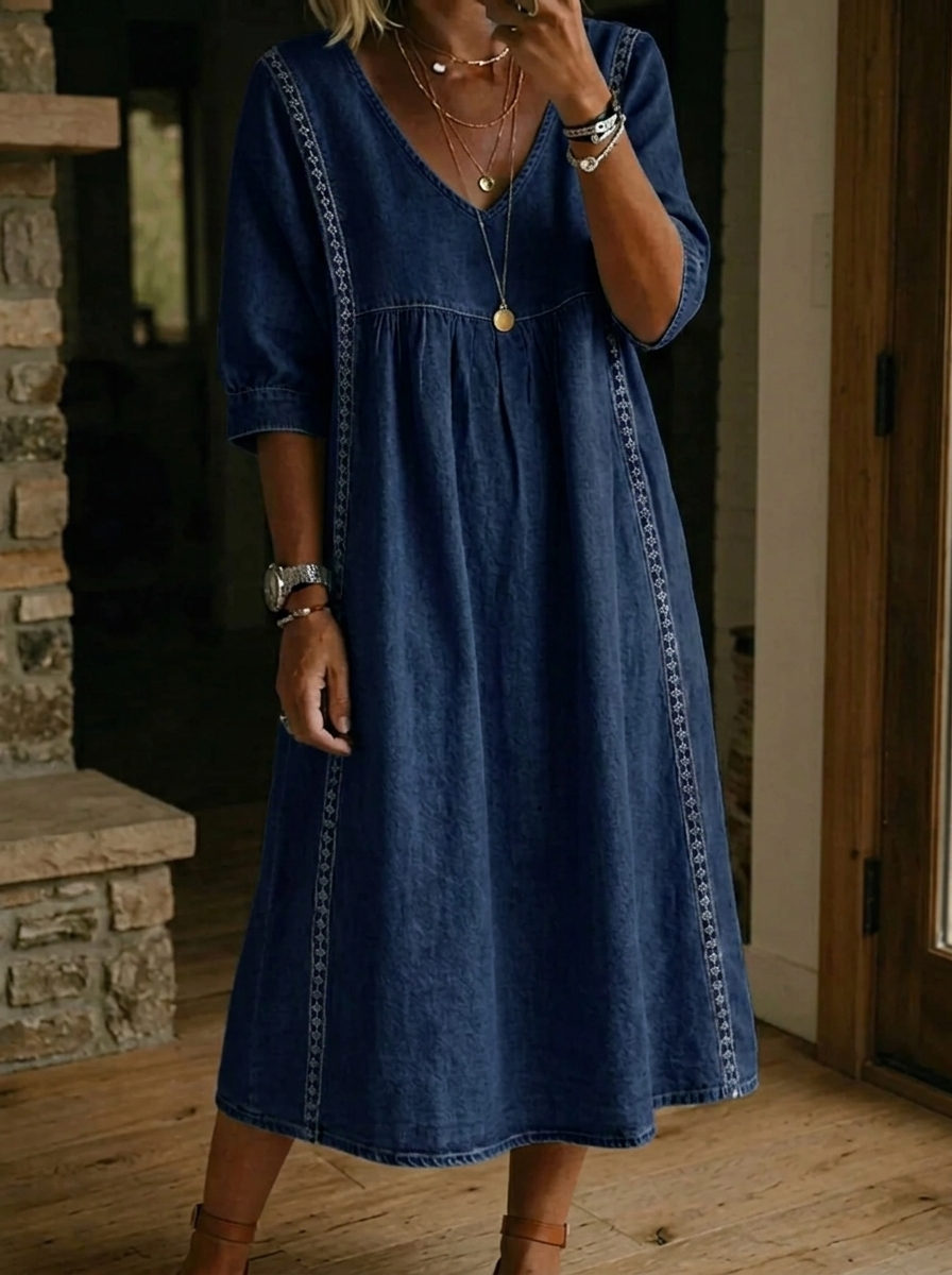 Melissa | Long-Sleeved Round Neck Dress