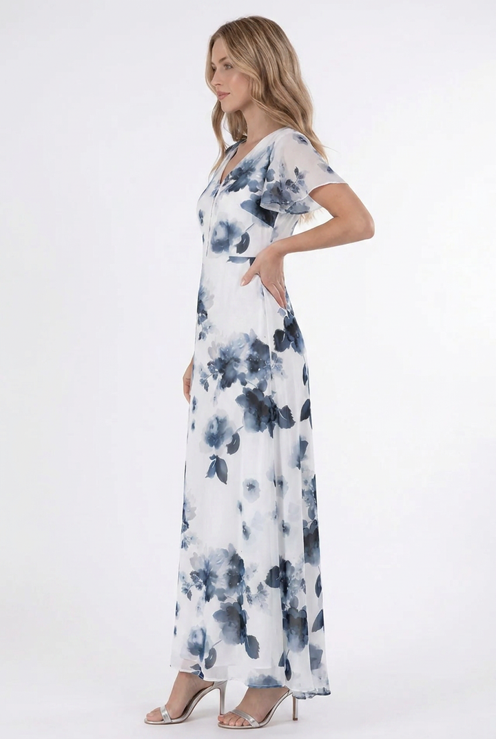 Denise | Floral Wrap Waist Midi Dress