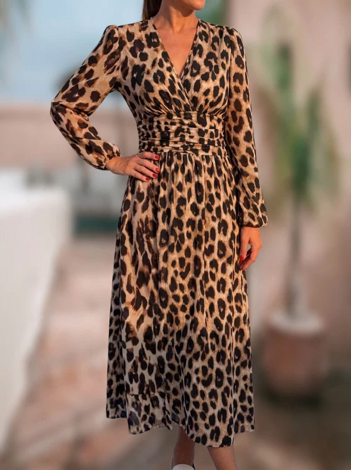 Elena™ | Leopard V-Neck Dress