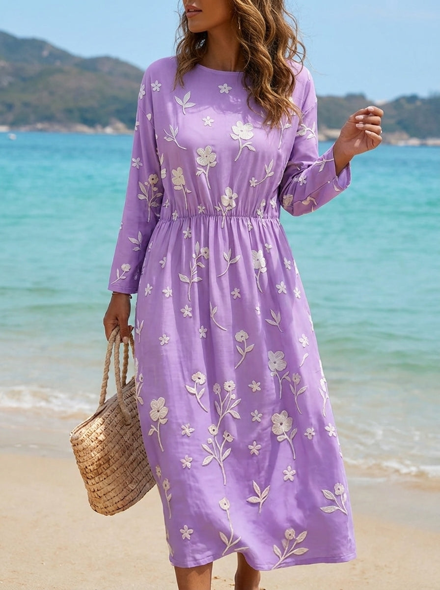 Ella | Embroidered Mid-Sleeve Dress