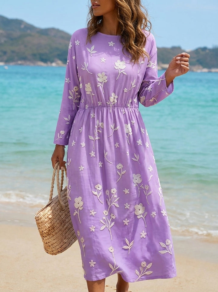 Ella | Embroidered Mid-Sleeve Dress