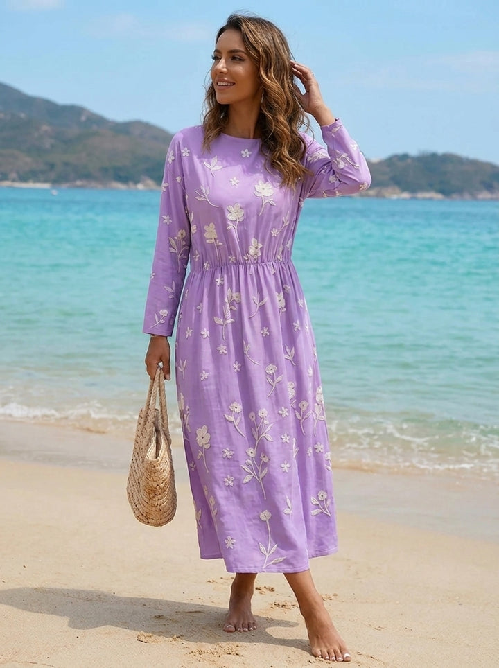 Ella | Embroidered Mid-Sleeve Dress
