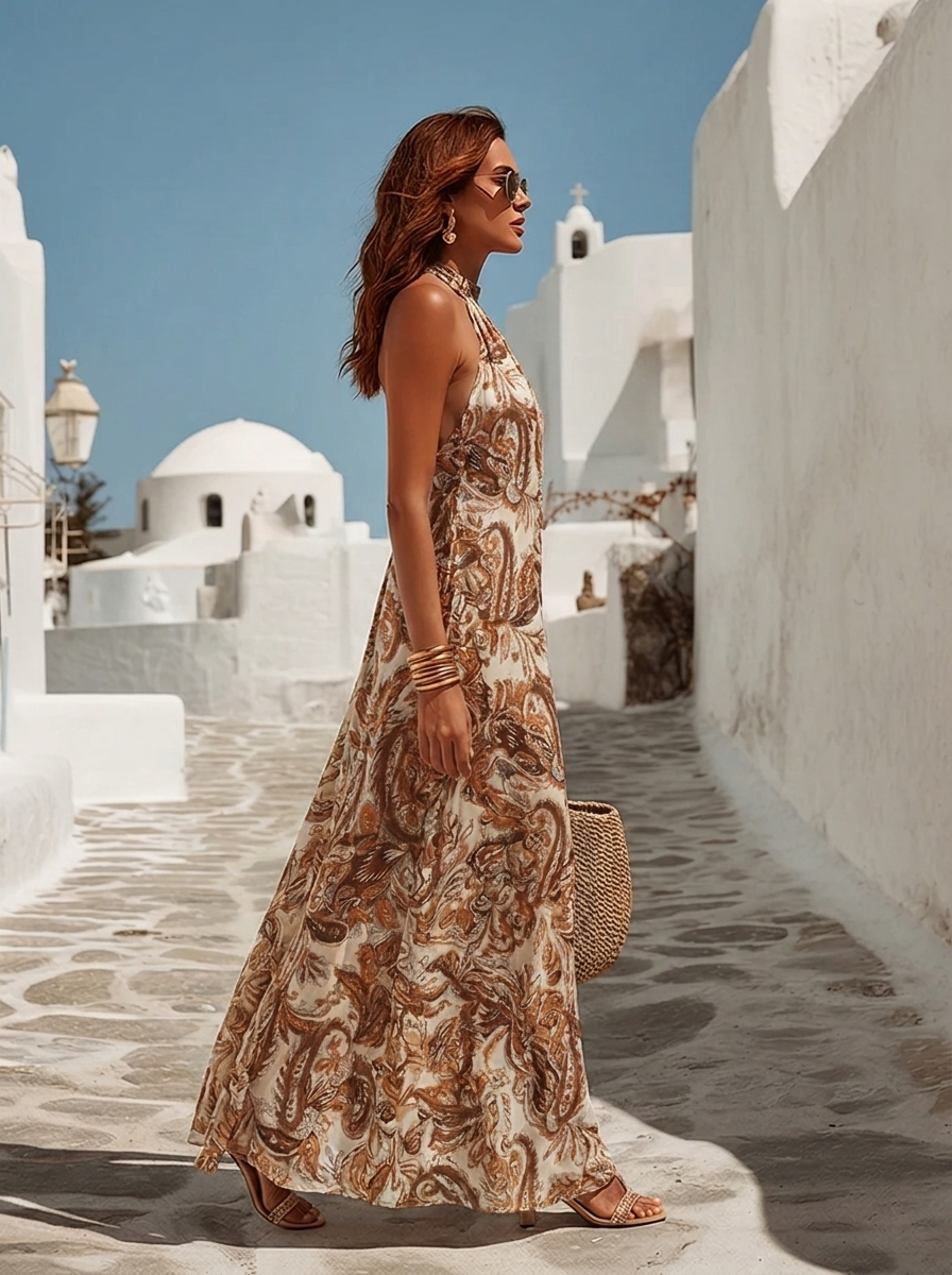 Elegant Floral Satin Maxi Dress for Your Vacation