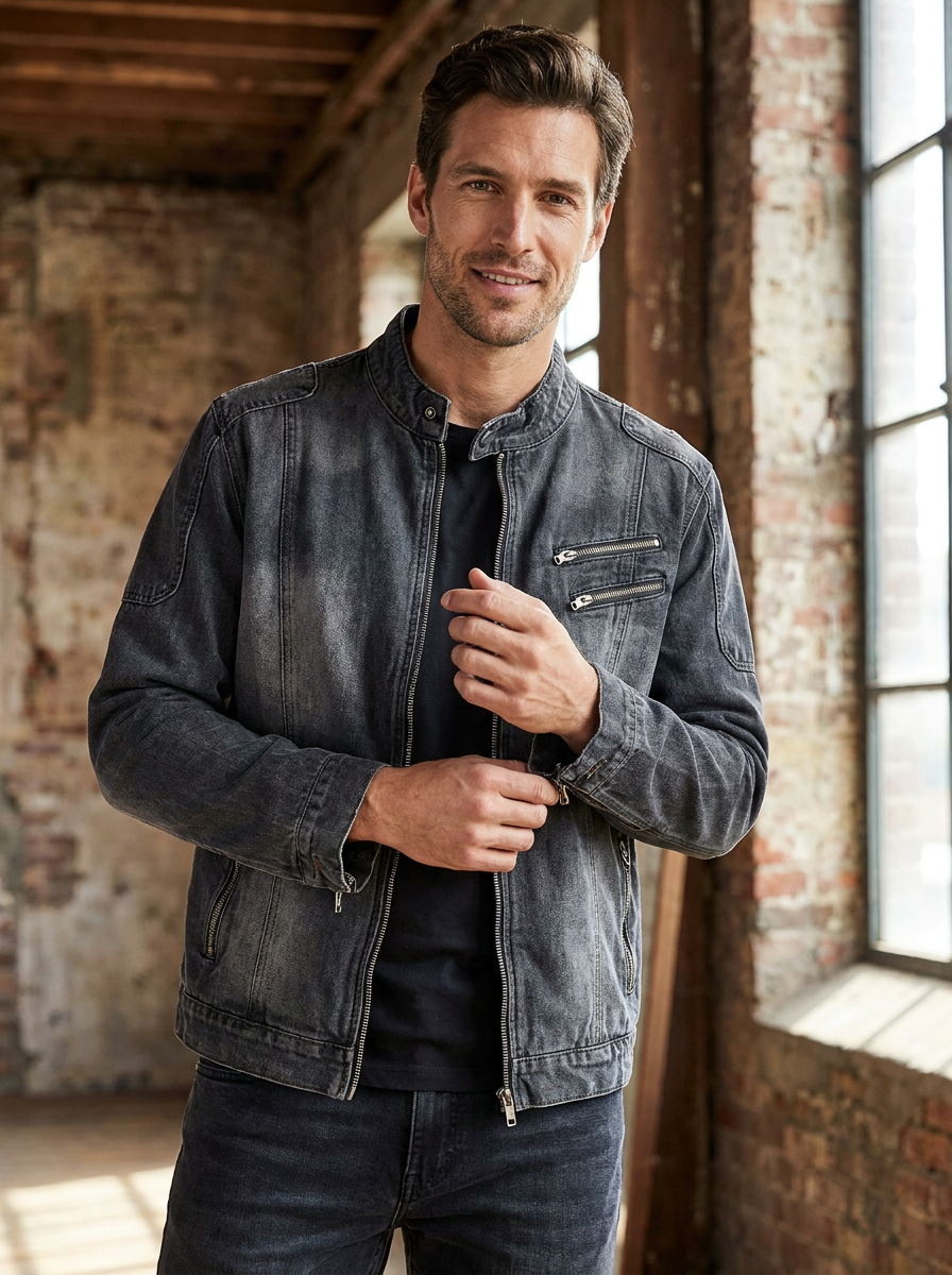 Men's Jacket with Zip and Pocket