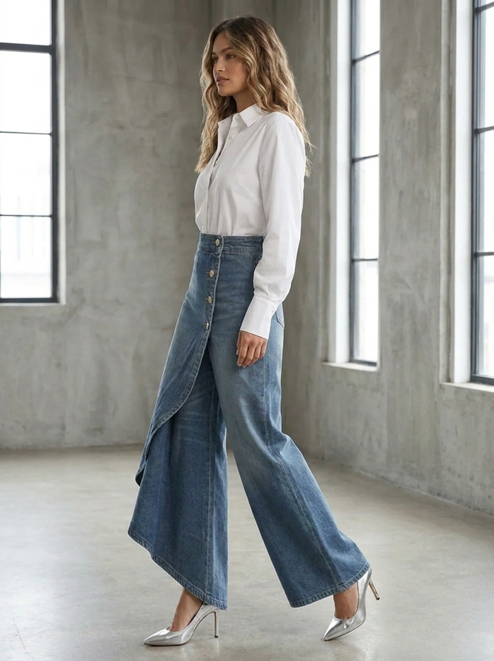 Women's High-Waisted Relaxed Cropped Wide-Leg Jeans