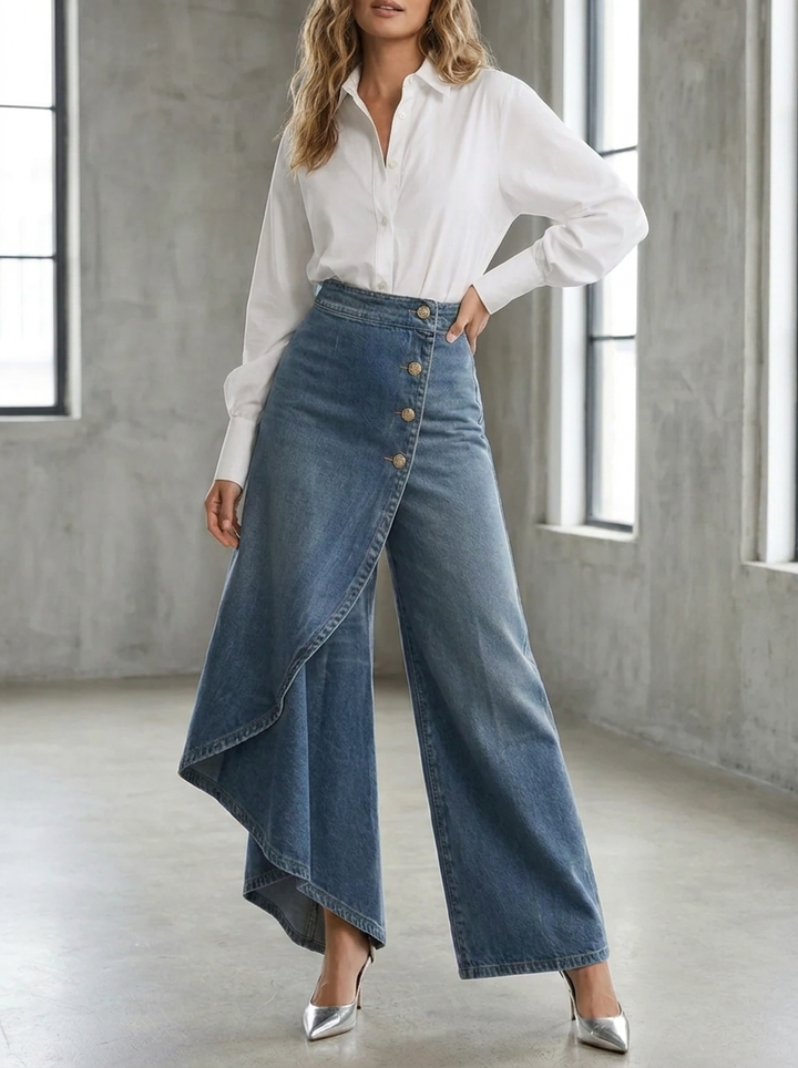 Women's High-Waisted Relaxed Cropped Wide-Leg Jeans