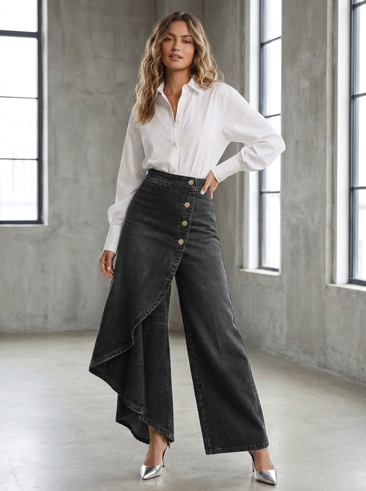 Women's High-Waisted Relaxed Cropped Wide-Leg Jeans