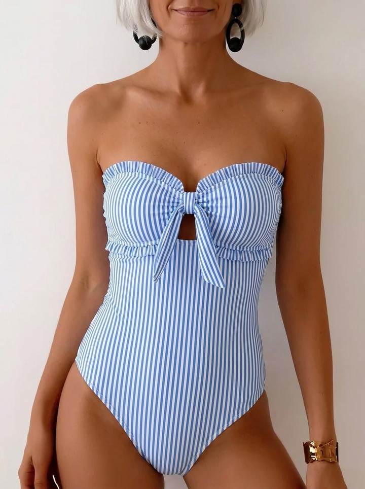Sculpted swimsuit with sweetheart neckline and adjustable straps