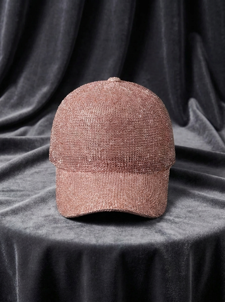Women's baseball cap with mesh structure and sequins
