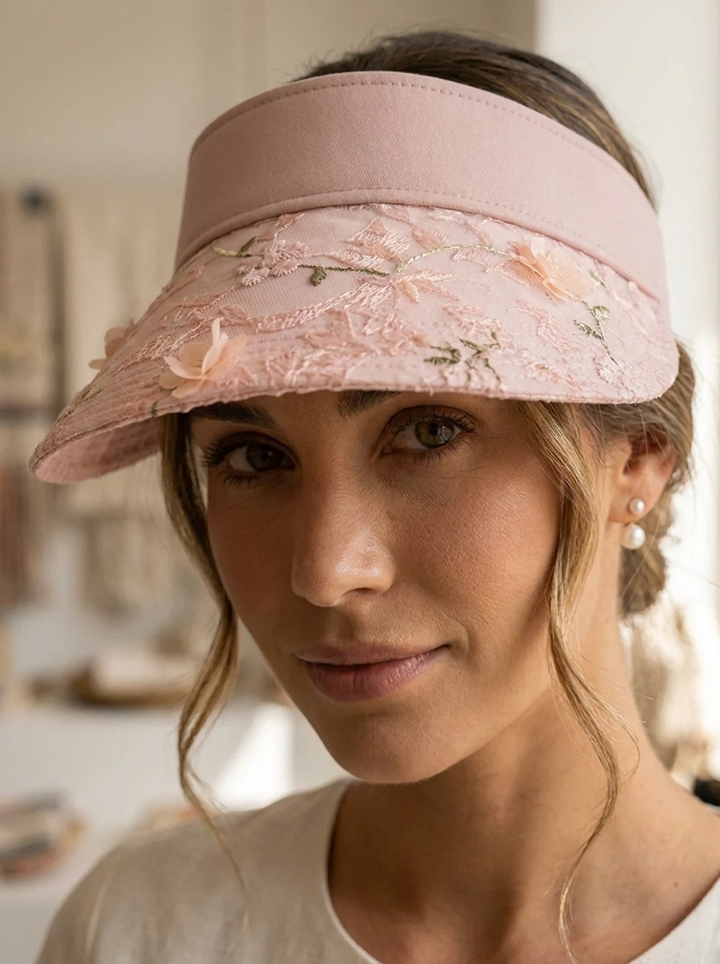Foldable straw hat with floral accent and UV protection