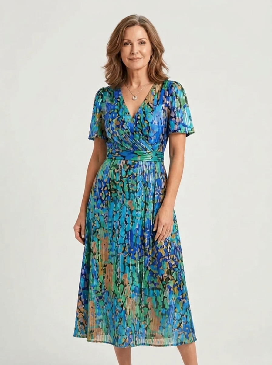 Zafrina | Abstract-Print Midi Dress