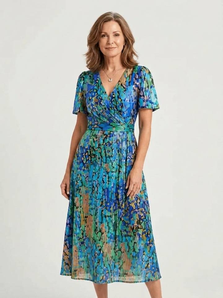 Zafrina | Abstract-Print Midi Dress