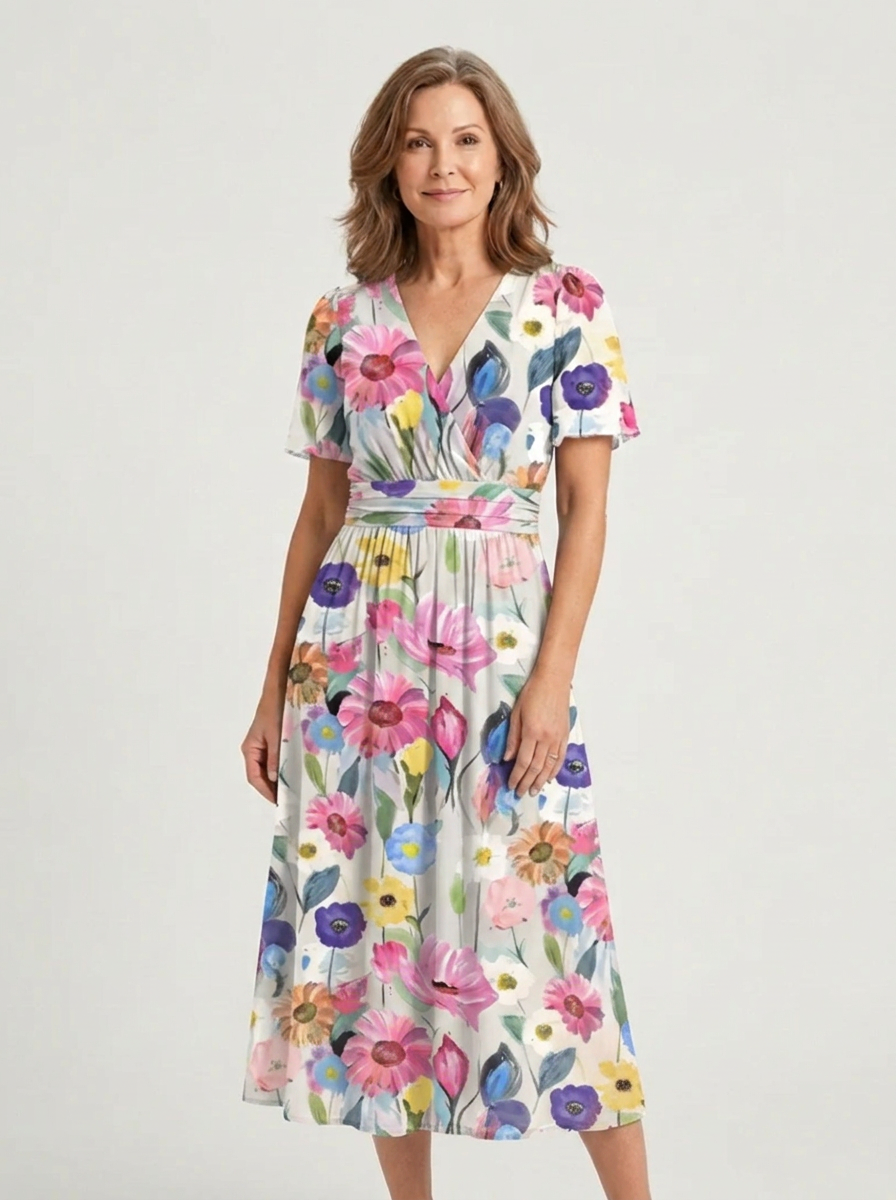 Zafrina | Abstract-Print Midi Dress