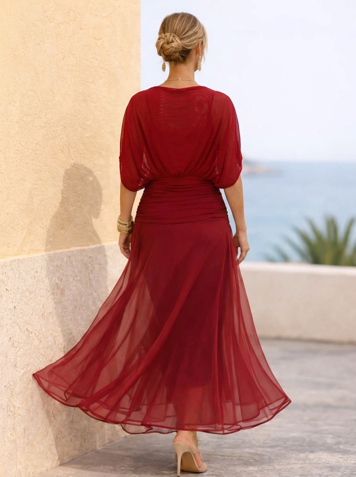 Elegant V-Neck Maxi Dress for Celebrations