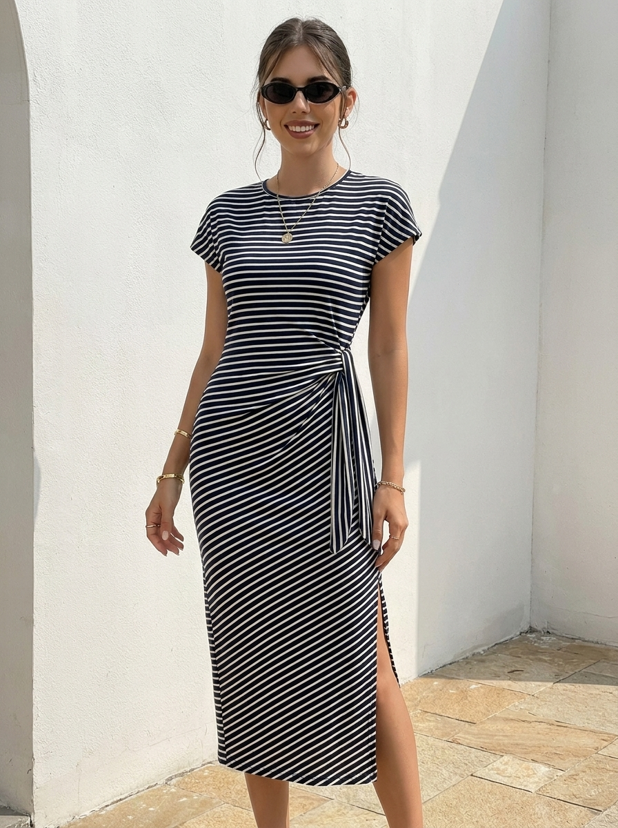 Bénanique™️ Striped Midi Dress - Casual Style